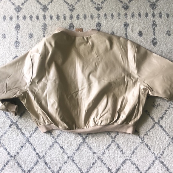 Tan Lida Kate faux leather bomber jacket - Picture 3 of 4